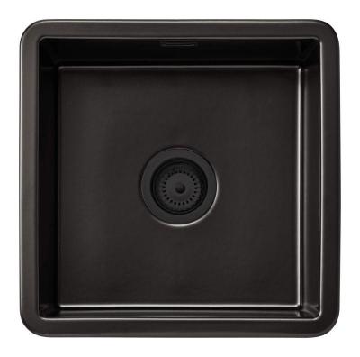 Ausmann Ceramic Ember Keramická Matná Černá Čtvercový Dřez na Povrch a Podskříň 40 x 40 cm s Černou Zátkou 1208971489