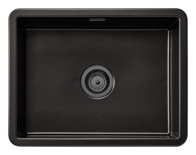 Ausmann Ceramic Ember Keramický Mat Černý Dřez - Montáž na vrch a spodek 54 x 40 cm s Gun metal zástrčkou 1208971498