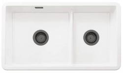 Ausmann Ceramic Ember Keramický Bílý Jednoapůltorový Dřez na Povrchu a Podskříňový 733 x 401 mm s Gun metal zátkami 1208971520