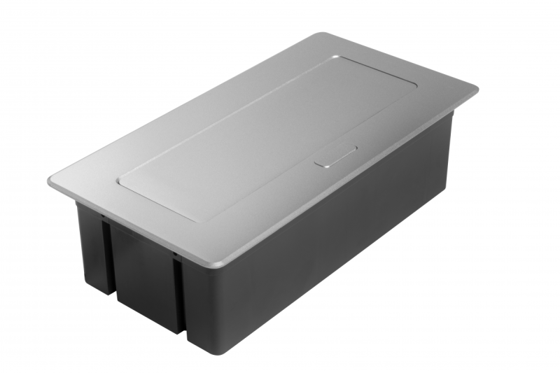 Nábytková zásuvka MULTISOFT, 2xSHUKO, USB A+C, RJ45, kabel 1,5 m, hliník