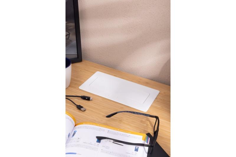 MULTISOFT Nábytková zásuvka 2x zásuvka s uzemněním, USB A+C, RJ45, napájecí kabel s vidlicí, bílá