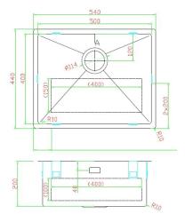 Pure.Sink Luxion nerezový dřez 50x40 cm podstavný, zapuštěný a nástavbový PLX5040-02