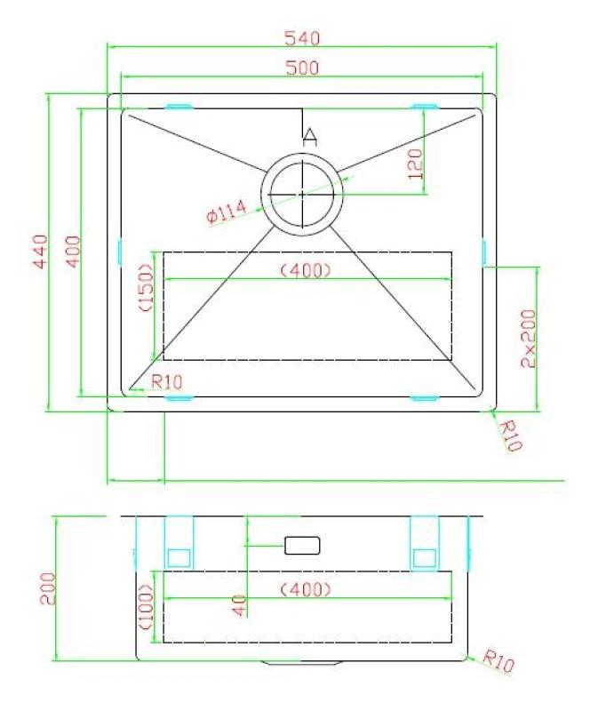 Pure.Sink Luxion nerezový dřez 50x40 cm podstavný, zapuštěný a nástavbový PLX5040-02
