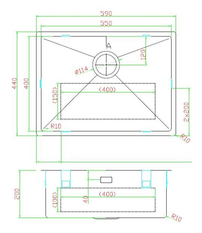 Pure.Sink Luxion PVD Černý dřez 55x40 cm podstavný, zapuštěný a nástavbový PLX5540-63