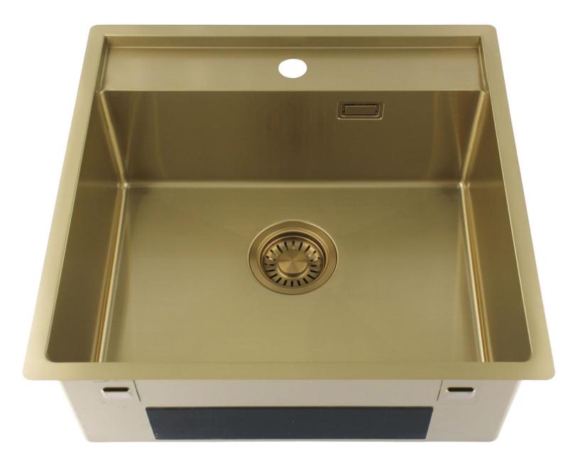 Pure.Sink Luxion Gold sink 51x50 cm Tapwing with tap hole PLX5150T-60