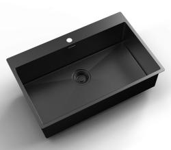 Pure.Sink Luxion PVD Velký černý dřez 78x50 cm Tapwing s otvorem pro baterii PLX7850T-63