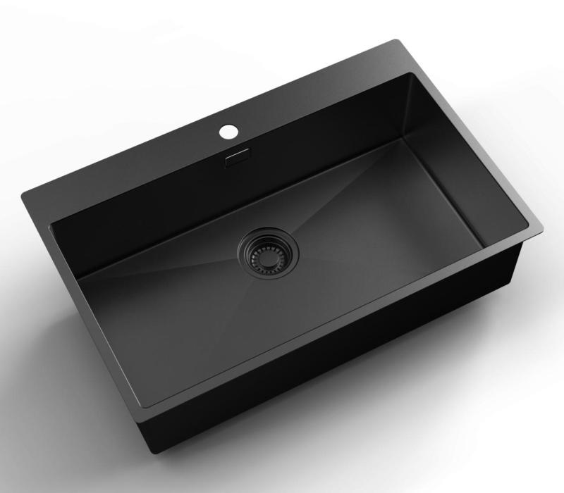 Pure.Sink Luxion PVD Velký černý dřez 78x50 cm Tapwing s otvorem pro baterii PLX7850T-63