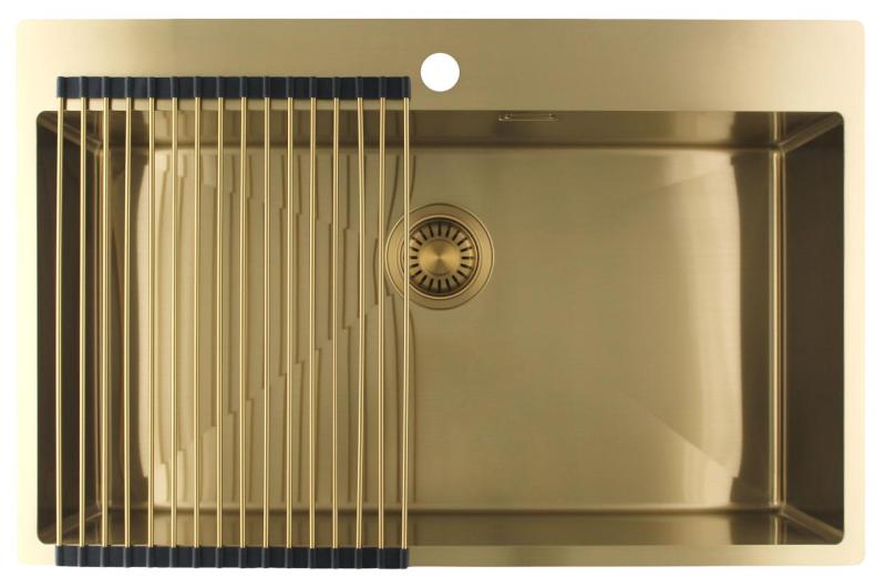 Pure.Sink Luxion Large gold sink 78x50 cm Tapwing with tap hole PLX7850T-60