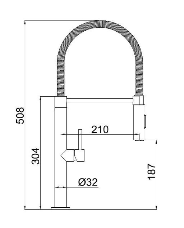 Pure.Sink Luxion Gun metal kuchyňská baterie profi s flexibilním výtokem a 2 druhy proudu PLXFLEX-61