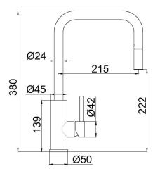 Pure.Sink Luxion Gun metal kuchyňská baterie čtvercová s výsuvným výtokem PLXSQUA-61