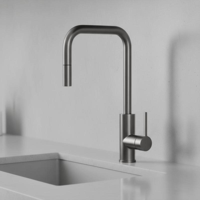 Pure.Sink Luxion Kuchyňská baterie Gun metal square s výsuvnou výtokovou trubicí PLXSQUA-61