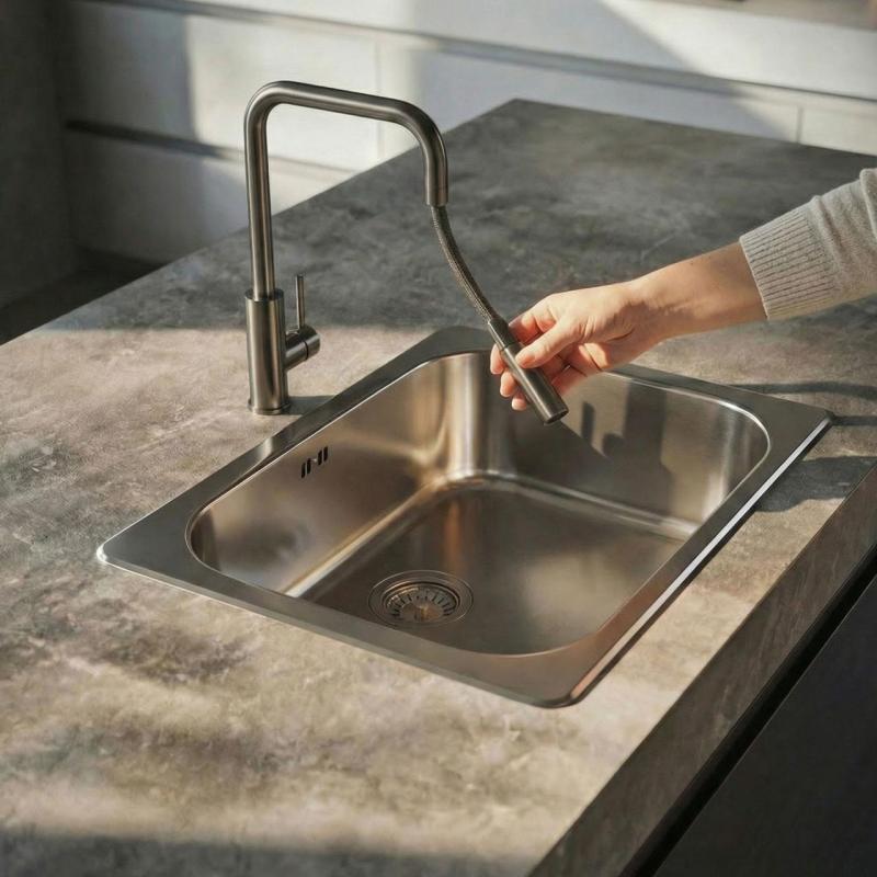 Pure.Sink Luxion Kuchyňská baterie Gun metal square s výsuvnou výtokovou trubicí PLXSQUA-61