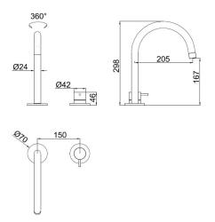 Pure.Sink Luxion 2otvorová kuchyňská baterie z bronzového kovu s kulatým výtokem PLX2HR-61