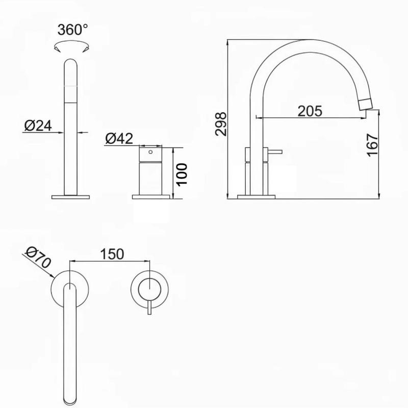 Pure.Sink Luxion 2otvorová kuchyňská baterie z bronzu s kulatým výtokem PLX2HR-61