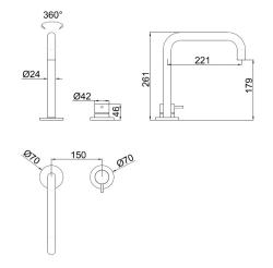 Pure.Sink Luxion 2otvorová měděná kuchyňská baterie s výtokem ve tvaru U PLX2HU-62