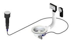Granitový bílý odpadový set včetně tlačítkového ventilu s uzávěrem, plus obdélníkový a kulatý přepad 1208971747