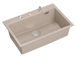 Quadri Hard Rock Beige granitový nástavbový velký dřez 76x50cm včetně nerezové zátky a příslušenství 1208971751