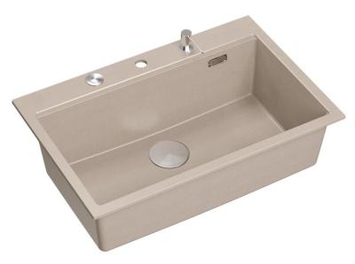 Quadri Hard Rock Beige granitový nástavbový velký dřez 76x50cm včetně nerezové zátky a příslušenství 1208971751