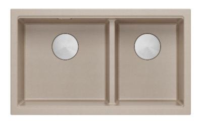 Quadri Newport II Dvojitý Béžový Granitový Vestavný Dřez 76x45 cm s Nerezovou Zástrčkou 1208971754