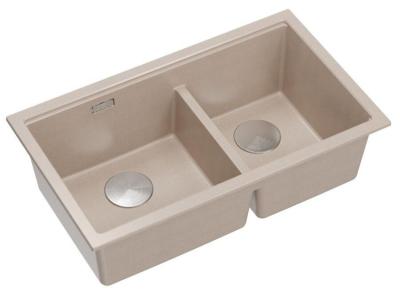 Quadri Newport II Dvojitý Béžový Granitový Vestavný Dřez 76x45 cm s Nerezovou Zástrčkou 1208971754