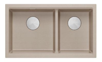 Quadri Newport II Dvojitý Béžový Granitový Vestavný Dřez 702 x 390 mm s Nerezovou Zátkou 1208971757
