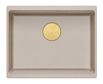 Quadri Newport II žulový podstavec béžového dřezu 560x450mm se zlatým zátkou a odtokovým krytem 1208971765