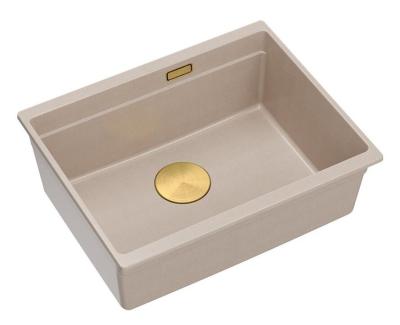 Quadri Newport II žulový podstavec béžového dřezu 560x450mm se zlatým zátkou a odtokovým krytem 1208971765