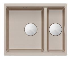 Quadri Newport II beige 1,5 dřez z granitu na nástavbu a vestavbu dřezu 555x460mm s nerezovou zátkou 1208971769