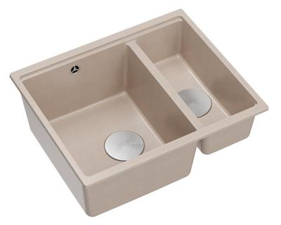 Quadri Newport II beige 1,5 dřez z granitu na nástavbu a vestavbu dřezu 555x460mm s nerezovou zátkou 1208971769