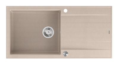 Quadri Luton pearl beige granitový nástavbový dřez s odkapávací plochou, reverzibilní 100x50cm s nerezovou zátkou 1208971772