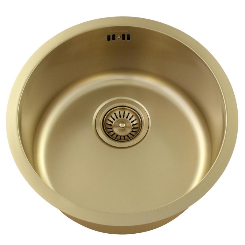 Pure.Sink Rondo Zlatý Kruhový Dřez rovný vložení, spodní montáž a nástavba 38 cm PRN38-60