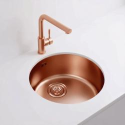 Pure.Sink Rondo Měděný kulatý dřez pro rovnou montáž, spodní montáž a vrchní montáž 38 cm PRN38-62