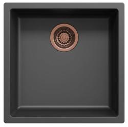 Ausmann Fiber černý dřez 40x40cm pro podskříň, nástavbu a rovnou montáž s automatickým měděným zátkou 1208971852