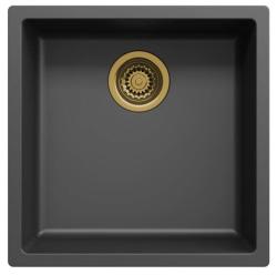 Ausmann Fiber černý dřez 40x40cm pro montáž pod, na a zarovnanou s automatickým zlatým zátkou 1208971853