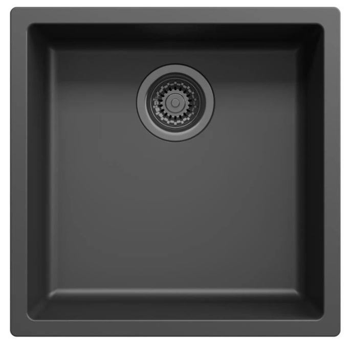Ausmann Fiber černý dřez 40x40cm podskříňový, nástavbový a plochý s automatickým zátkou z gun metal 1208971854