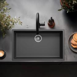 Ausmann vlákno černé velké umyvadlo 70x40cm na podložku, nástavbu a rovinatou konstrukci s automatickou nerezovou zástrčkou 1208971861