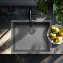 Ausmann Fiber betonový šedý dřez 50x40cm pro podstavbu, nástavbu a rovnou instalaci s gun metal zátkou 1208971886