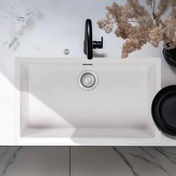 Ausmann Fiber bílý velký dřez 70x40cm pro podstavbu, nástavbu a rovnou instalaci s automatickou RVS zástrčkou 1208971904