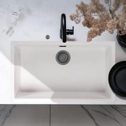 Ausmann vláknina bílá velký dřez 70x40cm pro podstavbu, nástavbu a rovnou montáž s automatickou zásuvkou v gun metal provedení 1208971908