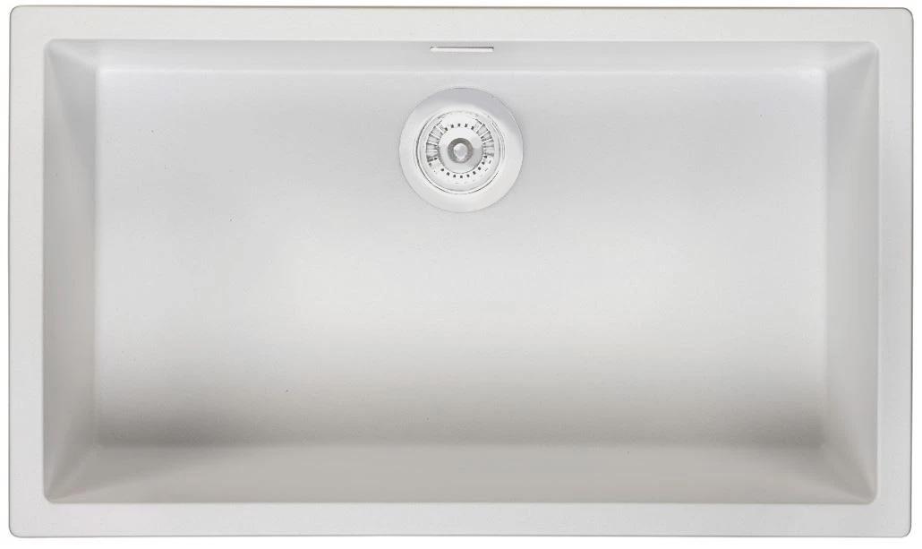 Ausmann Fibre bílý velký dřez 70x40cm podstavba, nástavba a rovná instalace s automatickou bílou zástrčkou 1208971909