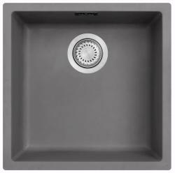 Ausmann Fibre betonový šedý dřez 40x40cm pro podstavbu, nástavbu a rovnou montáž s automatickým nerezovým zátkou 1208971910