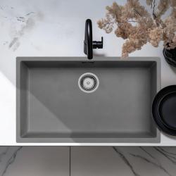Ausmann Fiber betonový šedý velký dřez 70x40cm k montáži pod, na a ve stejné úrovni s automatickým nerezovým zátkou 1208971920
