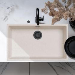 Ausmann Fibre písek bílý velký dřez 70x40cm pro podstavbu, nástavbu a rovnou montáž s automatickou černou zástrčkou 1208971936