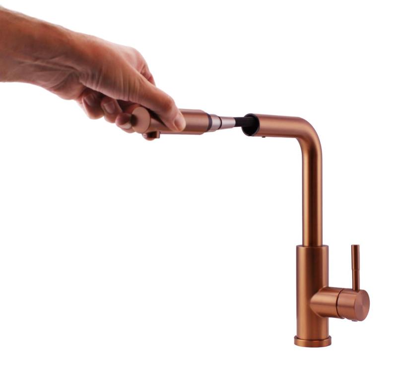Pure.Sink Elite Steel Spark-S kitchen faucet PVD copper with pull-out spout PS8041-62