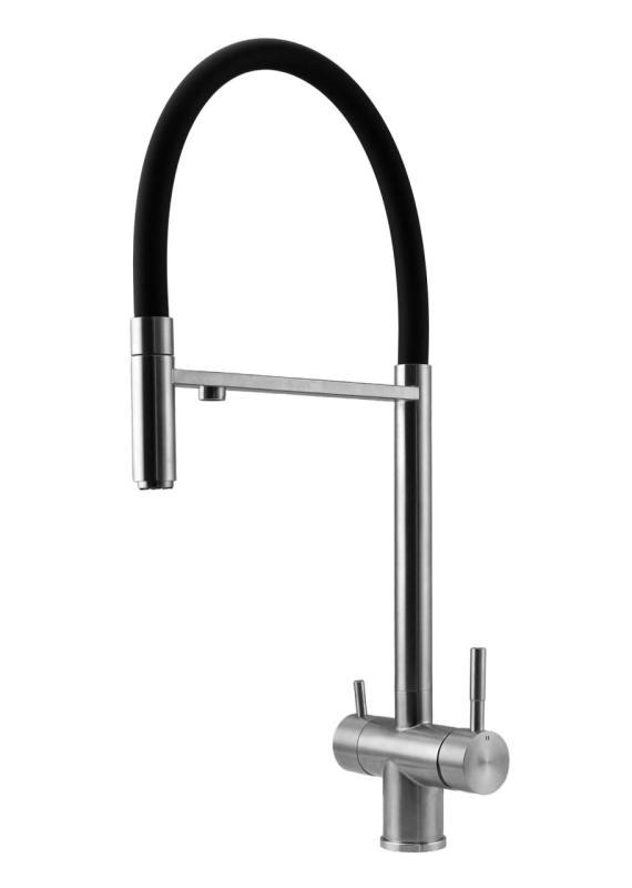 Pure.Sink Elite Steel Flex 3-way Stainless Steel Kitchen Faucet with Flexible Spout and Filtered Water PS8110-02