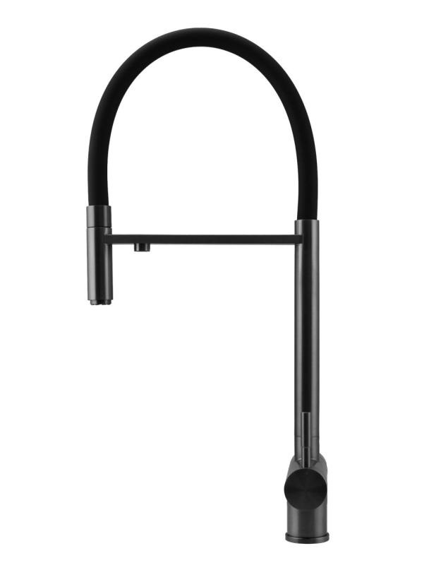 Pure.Sink Elite Steel Flex 3-way PVD gun metal kitchen faucet with flexible spout and Filtered Water PS8110-61