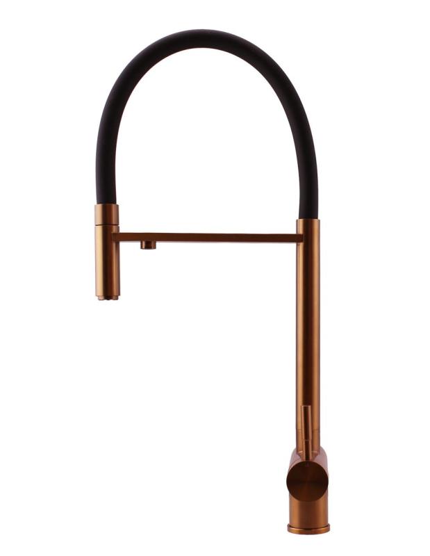 Pure.Sink Elite Steel Flex 3-way PVD copper kitchen faucet with flexible spout and Filtered Water PS8110-62