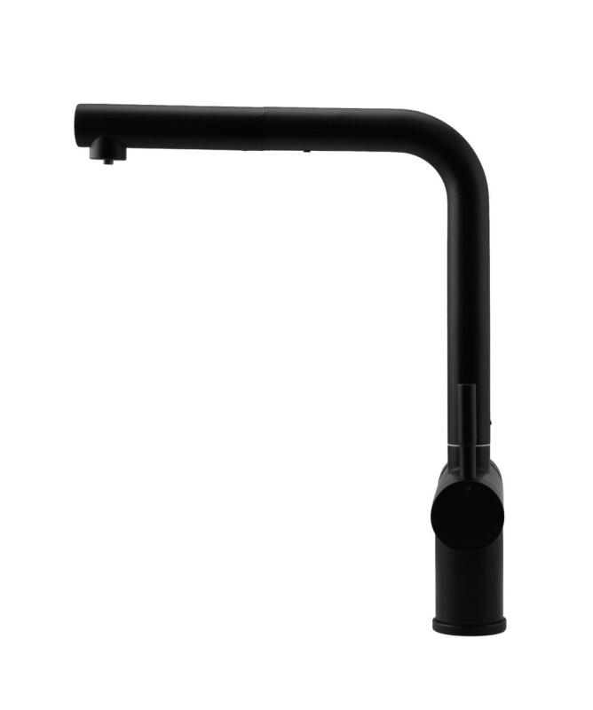 Pure.Sink Elite Steel Clear-S Matte Black 3-Way Kitchen Faucet with Pull-Out Spout and Filtered Water PS8120-10