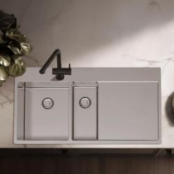 Pure.Sink Exclusivo Nerezový dřez 1,5 s odkapávací částí 100 x 52 cm, levý kohoutek PEX3418100LT-02