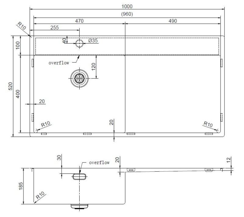Pure.Sink Exclusivo Zlatý dřez s odkapávací částí 100 x 52 cm, levá baterie PEX47100LT-60